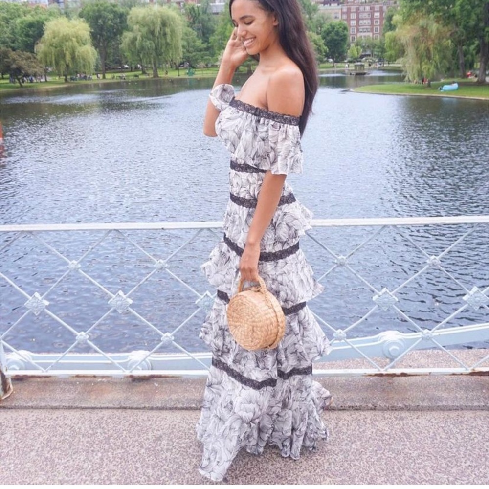 BCBG tiered maxi dress